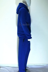 Men 100% Organic Cotton Fleece Winter Tracksuit Royal Blue <b>Jogger</b> Hoodie <b>Set</b> Regular Fit OEM Sportswear Manufacturer Custom - Product Image 2