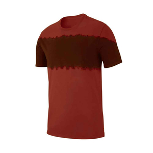 Men's Red Gradient Color V-neck Short Sleeve <b>T</b>-<b>Shirt</b> Elastic Waist Shorts Set Moisture Wicking <b>Polyester</b> Athletic Wear - Product Image 2