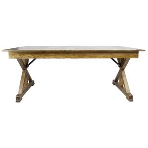 Venta al por mayor de madera maciza antigua plegable mesa de granja y madera maciza silla con respaldo cruzado conjunto para banquete boda evento Fiesta - Product Image 2