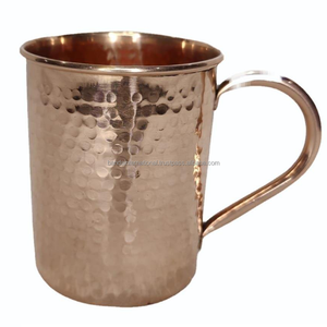 Mug en cuivre martelé de qualité supérieure avec poignée et finition polie, idéal pour la boisson et l'utilisation en cuisine, anti-fuite. - Product Image 2
