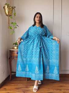 Women’s Cotton Printed Kaftan <b>Dress</b> Bohemian Ethnic Resort Wear Beach <b>Cover</b> Up Maxi <b>Dress</b> Wide Sleeve Wholesale Apparel - Product Image 2