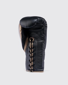 Five B Black Leather Boxing <b>Gloves</b> Lace-Up Wrist Closure Adult Training Gear for Boxing Practice and Competition - Product Image 2