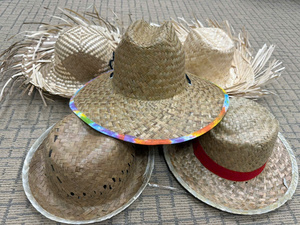 Sombrero de Paja Natural de Caña Marina Plegable Estilo Vaquero para Playa, Deportes, Sol, Rayas, Casual, para Mujer y Hombre, Uso Diario, Boda, Fiesta, Hogar, Jardín, Venta al por Mayor - Product Image 4