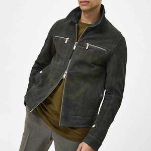 Wholesale Price Custom Genuine Leather <b>Jacket</b> Slim Winter Use Vintage Men Genuine Leather <b>Suede</b> <b>Jacket</b> - Product Image 5