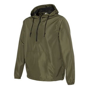 Olive Green Hooded Quarter Zip Windbreaker <b>Jacket</b>. Lightweight <b>Pullover</b> Coat. Streetwear Hooded <b>Jacket</b>. Custom OEM Manufacturer - Product Image 2