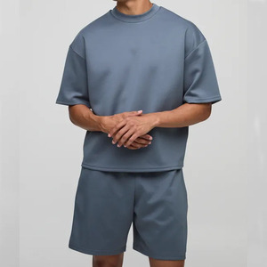 T-shirt en toile 100 % coton gris foncé coupe droite pour homme, manches courtes, col rond, décontracté, uni, tricoté, design vierge, 300 grammes - Product Image 1