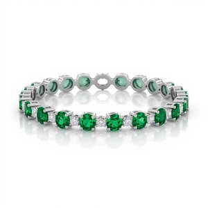 Bracelet tennis en or 9 carats avec émeraudes et diamants, bijoux fins, bracelet de luxe avec pierres précieuses, fabricant de bijoux sur mesure - Product Image 1