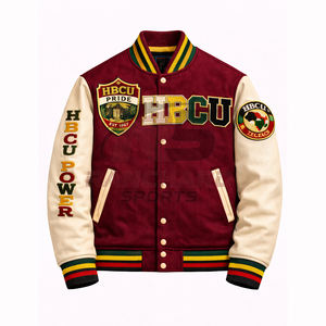 เสื้อแจ็คเก็ตวาร์ซิตี้ HBCU น้ำหนักเบาสำหรับผู้ชาย สวมใส่สบาย แจ็คเก็ตมหาวิทยาลัยแบบกำหนดเอง แจ็คเก็ตวิทยาลัยสั่งทำพิเศษ เสื้อแจ็คเก็ตวาร์ซิตี้สั่งทำ - Product Image 1