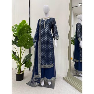 Ensemble de vêtements de fête pour femmes avec fil et séquence pour un look élégant - Product Image 2