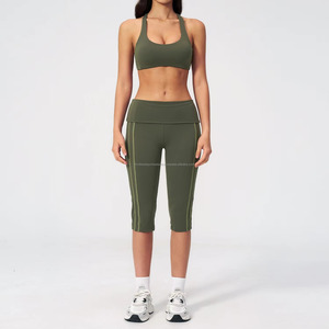 High Waist Solid Color Yoga <b>Leggings</b> With Side Stripe Flared Leg Design Breathable Activewear Women's Sportswear - Product Image 2