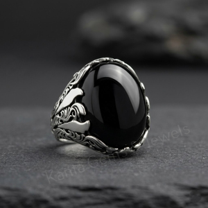 Anillo de Plata de Ley 925 con Ónix Negro Ovalado de 12x16mm para Hombre, Estilo Vintage con Engaste de Bisel, para Uso Diario - Product Image 1