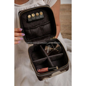 LW Leather Portable European Jewelry Box Double Layer Storage for Travel <b>Earrings</b> Fashionable Lady Style - Product Image 3