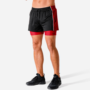 Factory Rate Double <b>Layer</b> Athletic Shorts Workout Training Sports Shorts Polyester Custom Logo 7 Inch Mens Gym Shorts for Men - Product Image 1