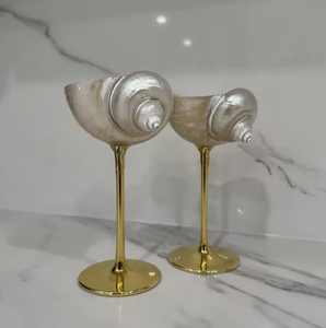 แก้วไวน์เปลือกหอยเวียดนาม แก้วดื่มทำจากเปลือกหอยธรรมชาติ สำหรับไวน์ ค็อกเทล ตกแต่งโต๊ะสไตล์ชายฝั่ง - Product Image 5