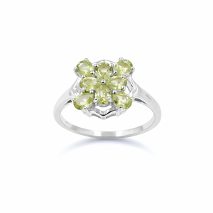 925 Sterling Silver Floral Peridot Ring 8 Pear Shape Green <b>Stone</b> Flower Design 1 Micron Gold Plated Jewelry - Product Image 2