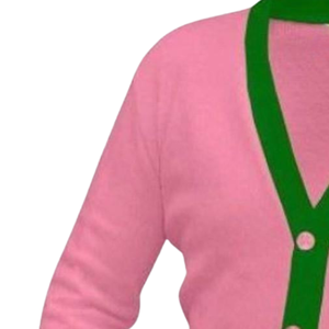 Cardigan universitaire AKA pour homme, pull en tricot personnalisé brodé pour sororité, rose et vert, pour étudiants universitaires, en acrylique épais pour l'hiver - Product Image 3