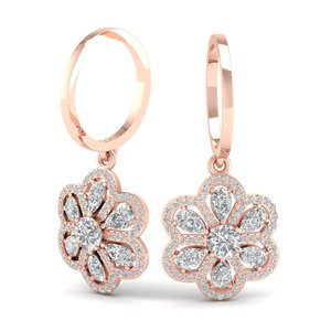 REYES Wholesale Price 925 Sterling <b>Silver</b> Moissanite Hoop <b>Dangle</b> <b>Earrings</b> For Women 14K Rose Gold Wedding Party Wear Jewelry - Product Image 2