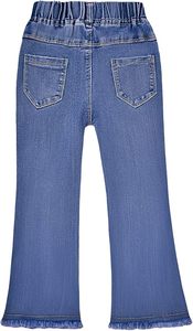 Girls High <b>Waist</b> Wide Leg Denim <b>Jeans</b> <b>with</b> Heart Patch Decoration Loose Fit Full Length Colored Wash Spring Style - Product Image 6