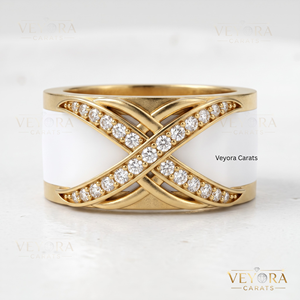 Bague Oura en Argent Sterling 925 Massif de Qualité Supérieure avec Moissanite Pavée Croisée, Finition Blanc Brillant, Accessoire de Bijouterie Élégant - Product Image 4
