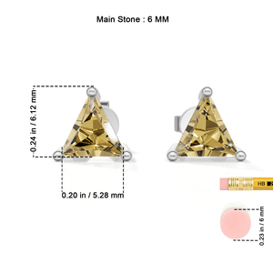 Silver Plated Sterling Silver Trillion Cut Prong <b>Citrine</b> Stud <b>Earrings</b> Classic Women's Jewelry 1.5g Heerani Jewels - Product Image 6