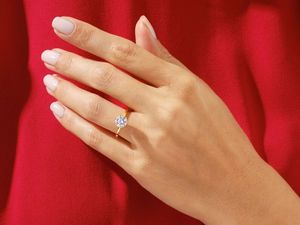 Classic 6-Prong Round Cut Solitaire Engagement <b>Ring</b>, <b>925</b> Sterling <b>Silver</b> Gold Wedding Band Lab Grown Diamond <b>Ring</b> - Product Image 2