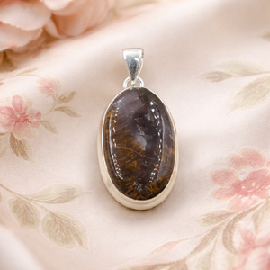 Colgante de Plata de Ley 925 con Gema Super Siete, Cabujón Ovalado Hecho a Mano, Joyería Boho, Colgante de Cristal Curativo para Mujer - Product Image 5