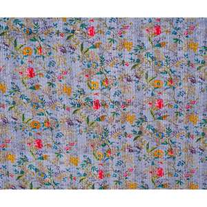 Nouvel arrivage : Couvre-lit Kantha imprimé fait main, réversible, vintage, écologique, toutes saisons, double taille, 100 % coton biologique - Product Image 2