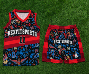 ชุดเสื้อบาสเก็ตบอล REXFITSPORTS แบบซับลิเมชั่น คอวี แขนกุด ชุดกีฬาสำหรับผู้ใหญ่ ทุกเพศ ทุกฤดู - Product Image 4