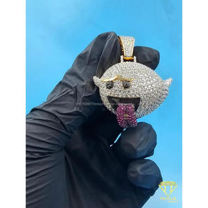 Cartoon Pendant With Black And Pink Stones Custom Moissanite Diamond Streetwear Jewelry - Product Image 3