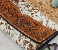 Dompet Kulit Asli Bentuk Amplop Ukiran Vintage Terlaris, Penutup Ritsleting, Motif Hewan, Logo, Untuk Wanita Sehari-hari