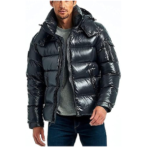 Pakistan Manufacture Men's Coated Stand Collar Puffer <b>Jacket</b> Winter Resistant Packable Lightweight Hood Custom Plus Size - Product Image 4