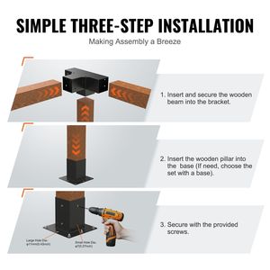 Pesante 4 ''x 4'' Kit staffa angolare 4 vie falegnameria Post Base fai da te per una facile installazione per travi in legno Patio pergolati Log - Product Image 6