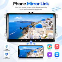 Autoradio Android HANTUE 2 Go + 32 Go 9 pouces pour VW Golf MK7 Polo Passat Jetta T5 avec CarPlay sans fil, Android Auto, GPS, WiFi