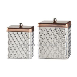 Boîte en fer galvanisé et bois, forme carrée, pour la conservation du thé, du sucre et du café, pour la maison, l'hôtel, la cuisine, le stockage des aliments. - Product Image 3