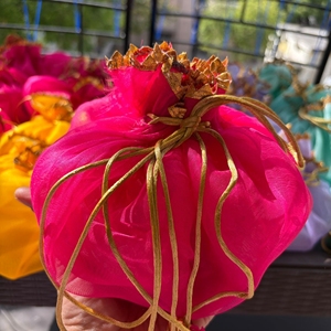 Bolsa de Regalo Hecha a Mano con Cordón de Organza para Regalos de Boda, Joyería, Frutos Secos, Shagun y Recuerdos Festivos - Product Image 5