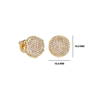 Pendientes de lujo con moissanita redonda y pavé, tono dorado, joyería brillante con incrustaciones, elegante regalo nupcial para mujer, uso diario - Product Image 3