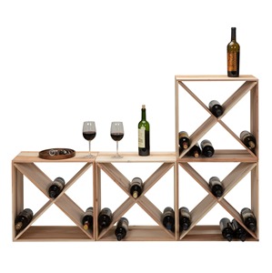 Caisses de rangement modulaires en bois naturel pour vin, pour présentation au sol ou sur comptoir, système d'étagères pour l'organisation et la décoration de bar à domicile - Product Image 6