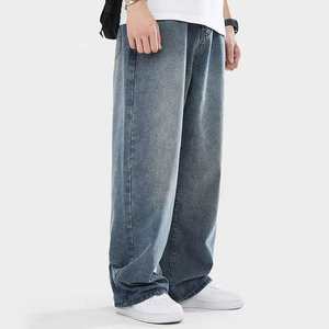 Pantalones Vaqueros Personalizados para Hombre, de Algodón Lavado de Alta Calidad, Corte Holgado, Estilo Cargo, Pierna Ancha - Product Image 1