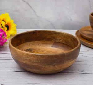 Tazón de servir de madera hecho a mano y ecológico para el hogar, restaurantes y hoteles, suministrado por madiha art and crafts. - Product Image 2