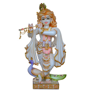 Marble Krishna Statue | White Marble Lord Krishna Murti | Handcrafted Flute Playing Krishna Idol | MALIYAS Jaipur India - Product Image 2