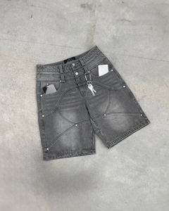 Pantalones Cortos de Mezclilla para Hombre, Estilo Urbano de Verano, Cintura Alta, Rectos, Holgados, Desgastados, Lavados, Vintage, con Doble Cintura, Personalizados - Product Image 1