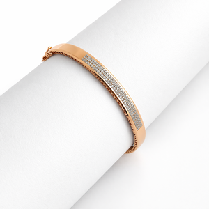 18ct Gold Rose Gold <b>Crystal</b> Pave Bangle <b>Bracelet</b> for Women Elegant Minimalist Slim Cuff Jewelry Daily Wear Party Gift - Product Image 1