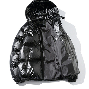 Wholesale Custom Winter Plus Size Men Puffer Jackets Hooded <b>Bubble</b> Jacket Glossy Shiny Quilting Down <b>Coat</b> - Product Image 5
