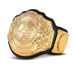 Cinturón de Campeonato Deportivo Taizen, Diseño de Globo Terráqueo Chapado en Oro, Hebilla con Placa de León 3D, Estilo Deportivo Informal, Cuero Genuino Duradero - Product Image 6