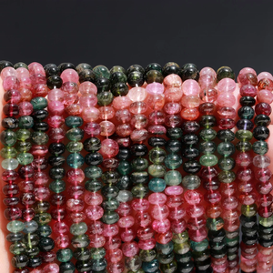 Piedras preciosas sueltas Rondelle lisas de turmalina de 7mm naturales para hacer joyas multiturmalina con diseño liso - Product Image 3