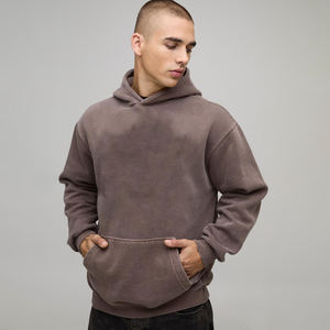 Sweat à capuche oversize en molleton pour homme, 410 grammes, en coton délavé, épais, imprimé avec logo personnalisé, style streetwear, collection automne - Product Image 1