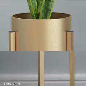 Support de plante en métal haut personnalisé avec pot doré, design artisanal durable pour pots lourds et décoration intérieure élégante - Product Image 3