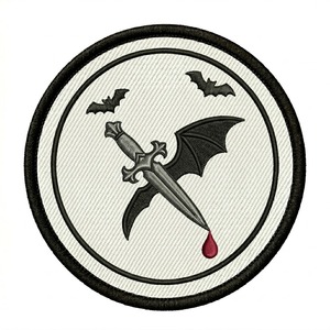 Patch brodé personnalisé Chalice Gothique Ankh, badge thermocollant rond pour vêtements de vampire, veste, bricolage, vente en gros, fabricant - Product Image 3