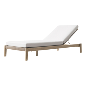 Minimalist Teak Wood Outdoor Sun Lounger Adjustable <b>Reclining</b> Durable Poolside Daybed Modern Hotel Garden Patio Furniture - Product Image 1
