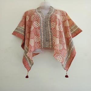 Vestido Kaftán Boho con Cuello en V, Manga Corta, Asimétrico, con Borlas, Estampado Geométrico de Algodón, Corte Holgado, Ropa Casual de Verano - Product Image 3